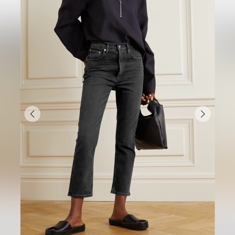AGOLDE Riley crop straight jean in black size 26